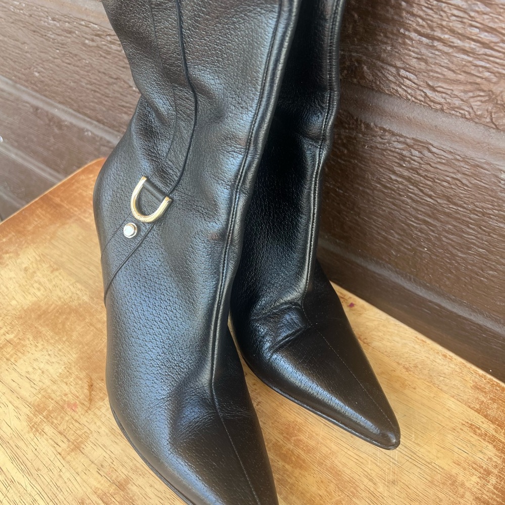 Gucci Black Leather Heeled Boots